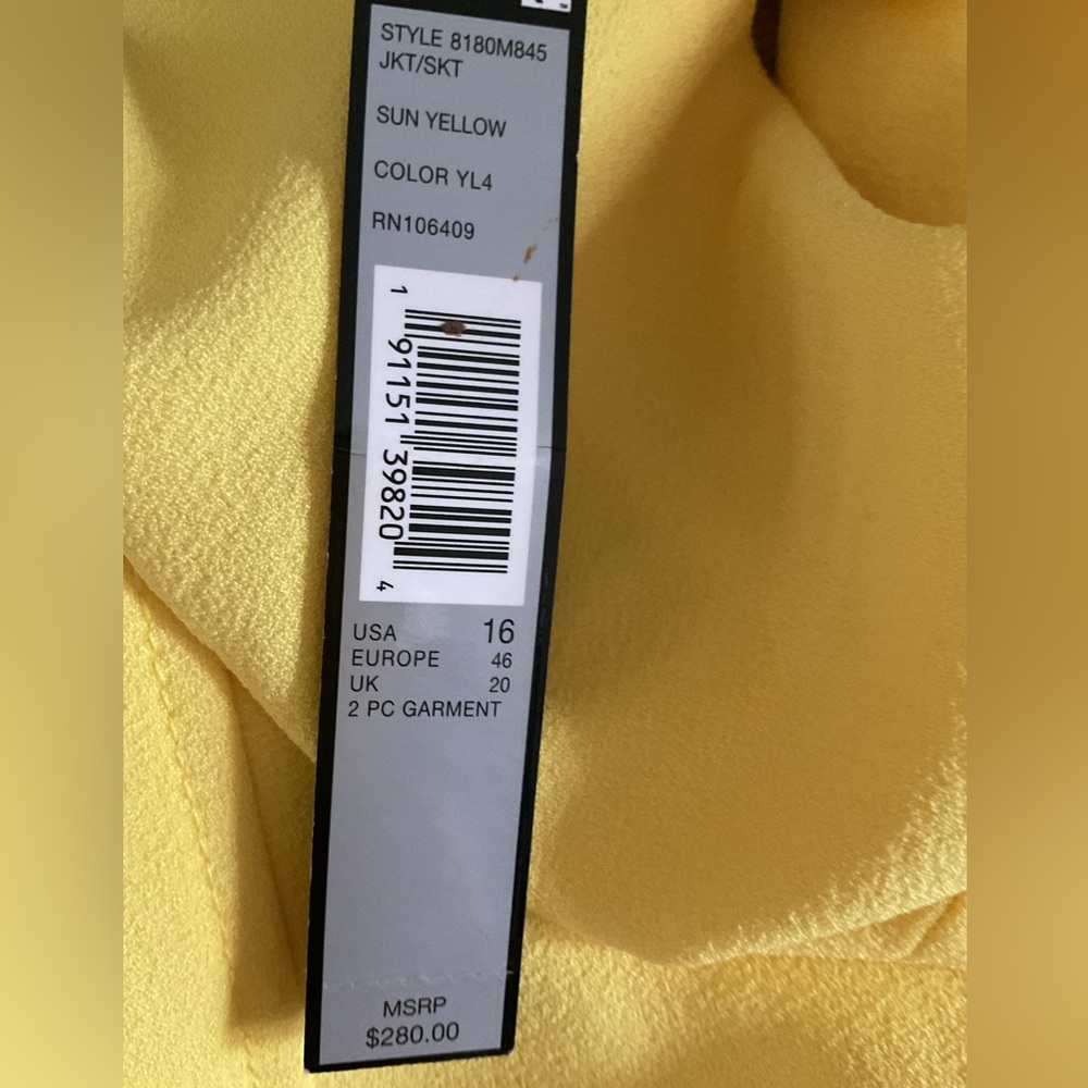 NWT Tahari Sun Yellow Zip Peplum Blazer - Picture 5 of 6